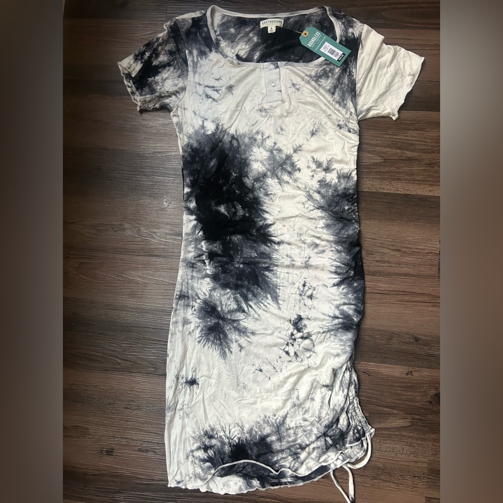 Earthbound Grey Henley Tie Dye Dress